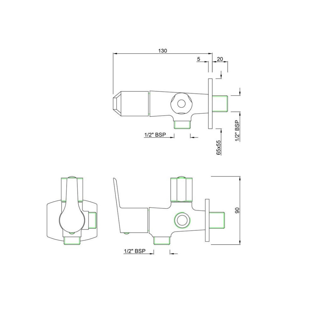 Essco (by Jaquar) Aspire Series  2 Way Angle Valve - Luxur Studio Kitchen & Bathroom Fittings