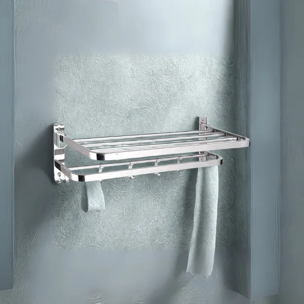 SS Dual Folding Towel Rack 18" - Luxur Studio Kitchen & Bathroom Fittings