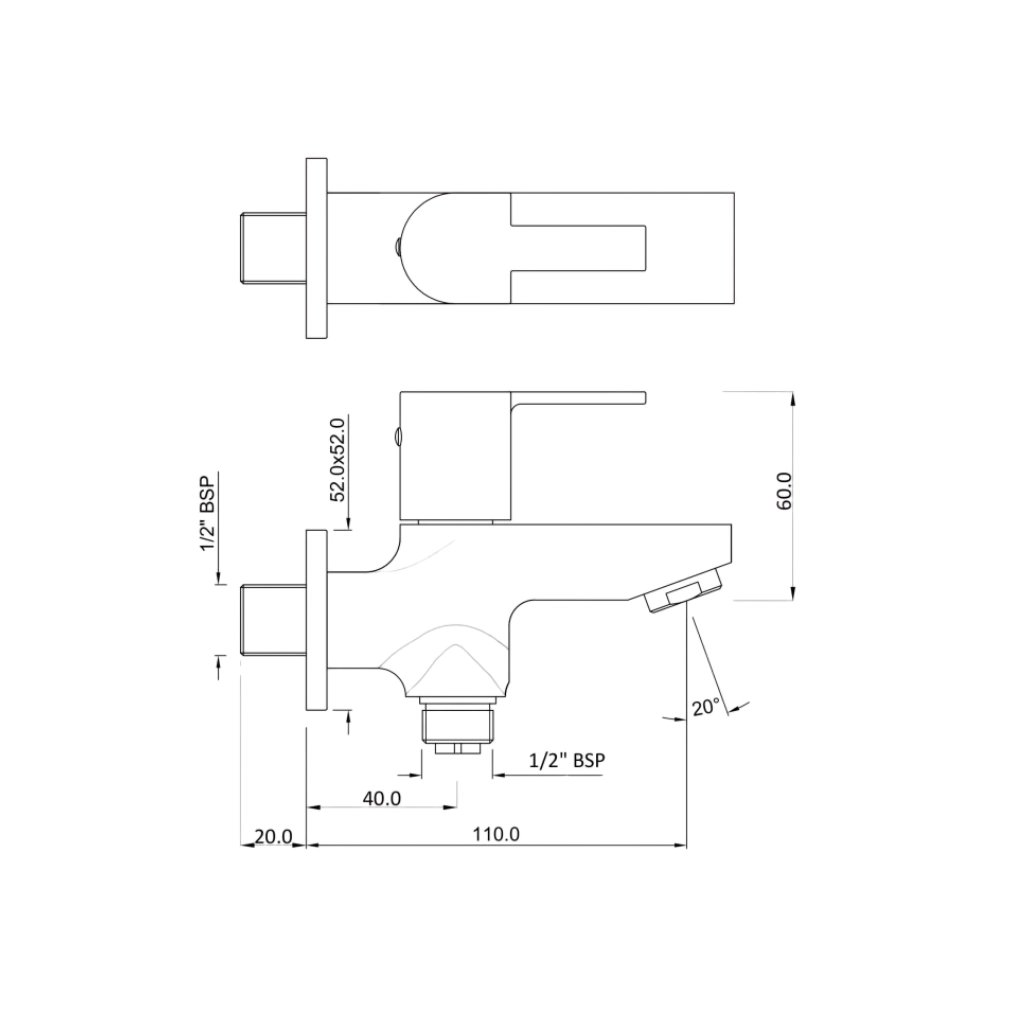 Essco (by Jaquar) Kio Series 2in1 Wall Tap / Bib Cock - Luxur Studio Kitchen & Bathroom Fittings