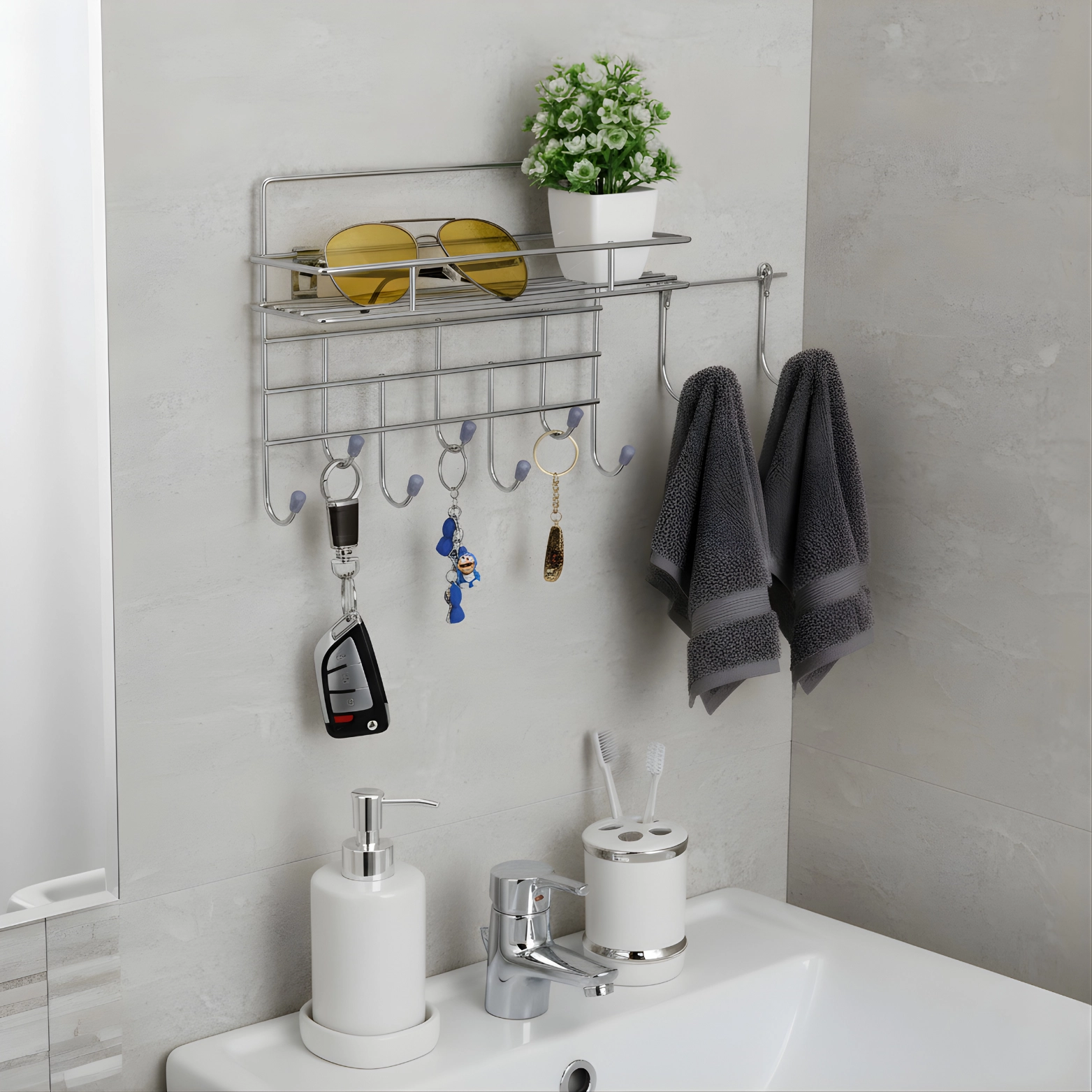 Key Holder with Self - Luxur studio Bathroom Accessories 