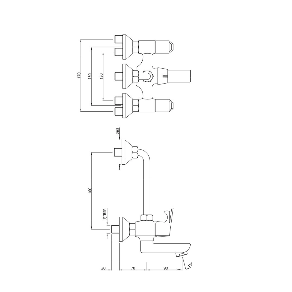 Essco (by Jaquar) Aspire Series Wall Mixer - Luxur Studio Kitchen & Bathroom Fittings