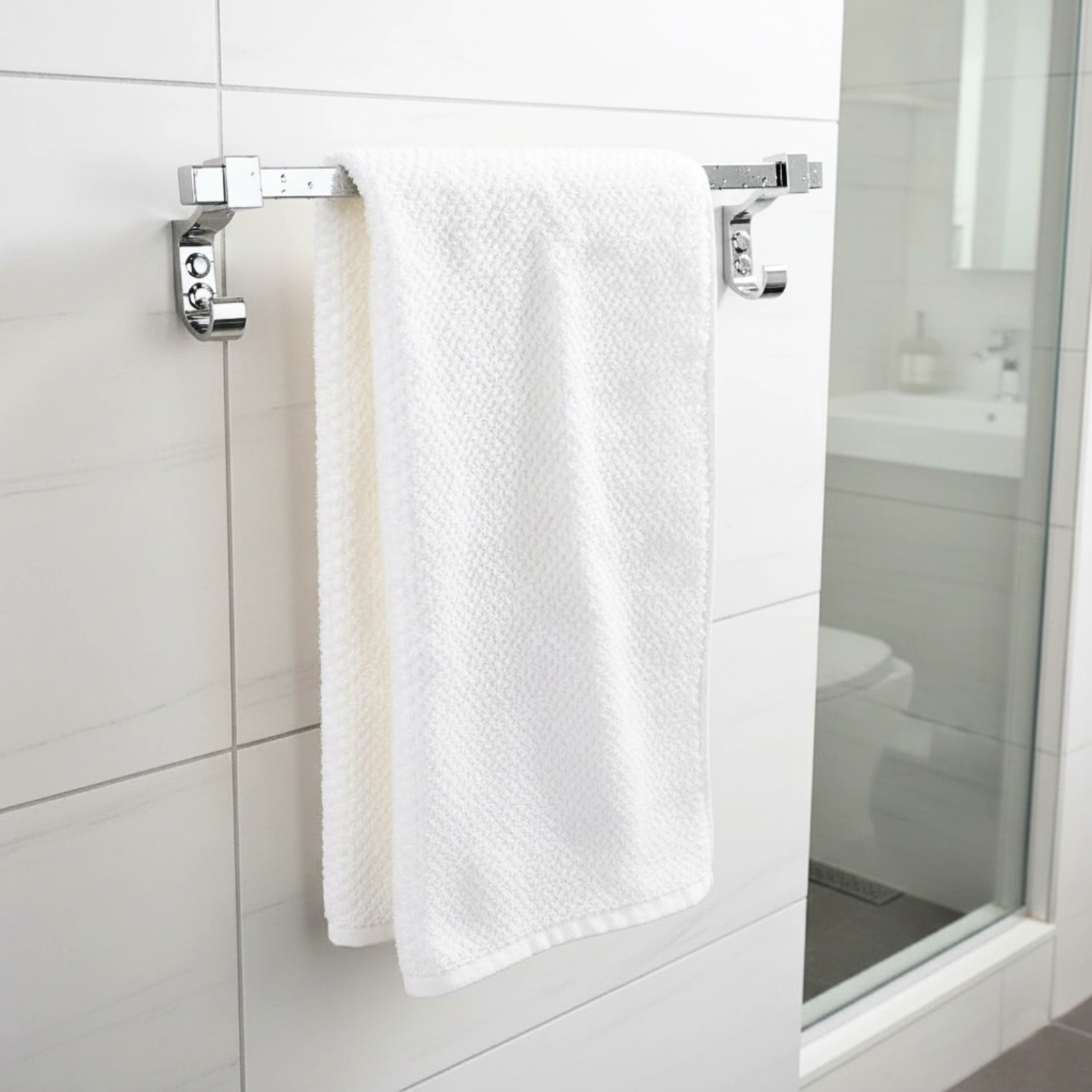 SS Towel Rod 24"(with dual side hook) - Luxur Studio Kitchen & Bathroom Fittings