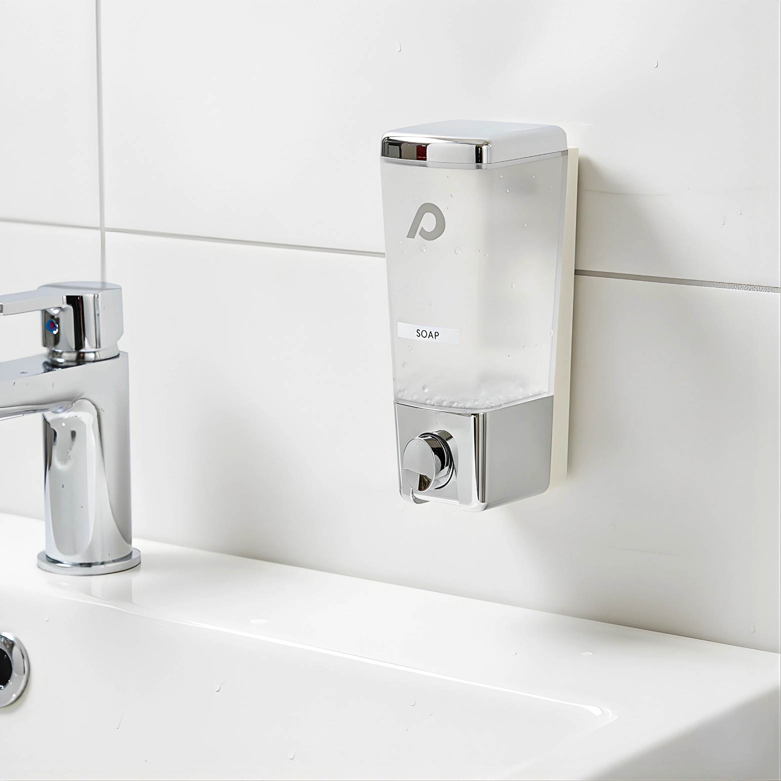 Chrome Finish Pearl Soap Dispenser (Push Mechanism) - Luxur Studio Bathroom Accessories