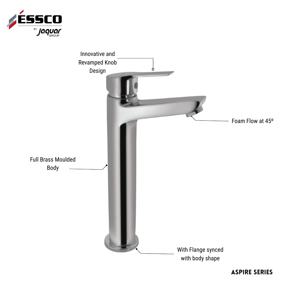 Essco (by Jaquar) Aspire Series Extended Body Basin Mixer(Tall Boy) - Luxur Studio Kitchen & Bathroom Fittings