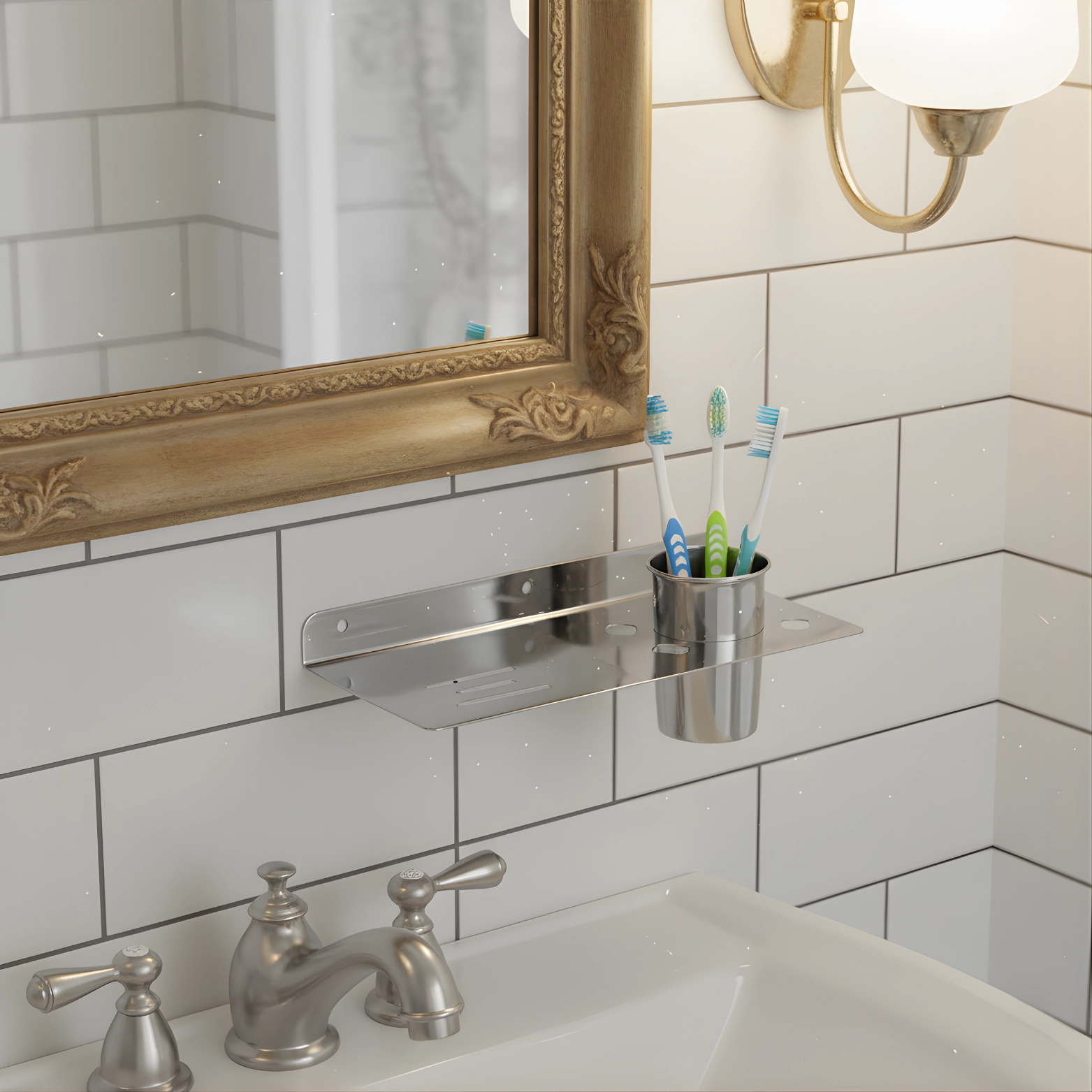 SS Soap Dish with Brush Holder – Luxur Studio Kitchen & Bathroom Fittings