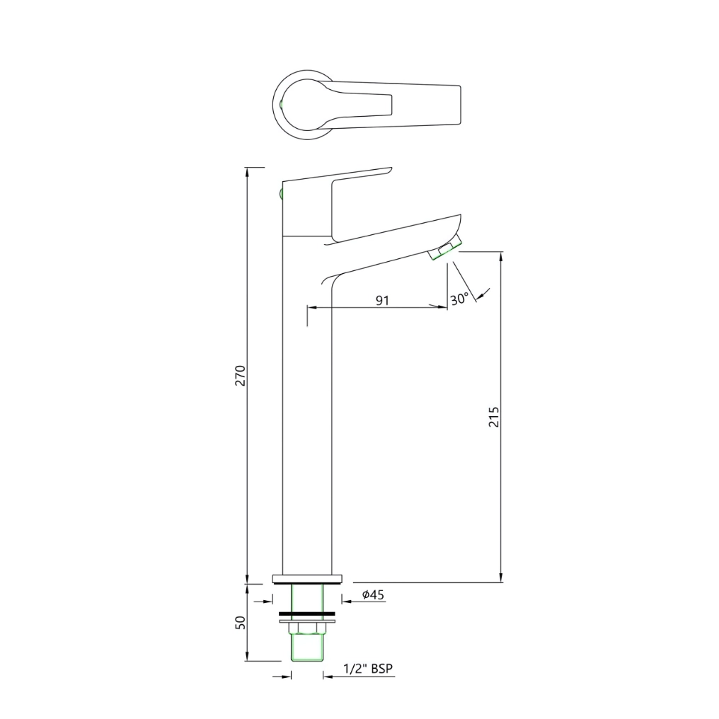 Essco (by Jaquar) Aspire Series Extended Pillar Cock - Luxur Studio Kitchen & Bathroom Fittings