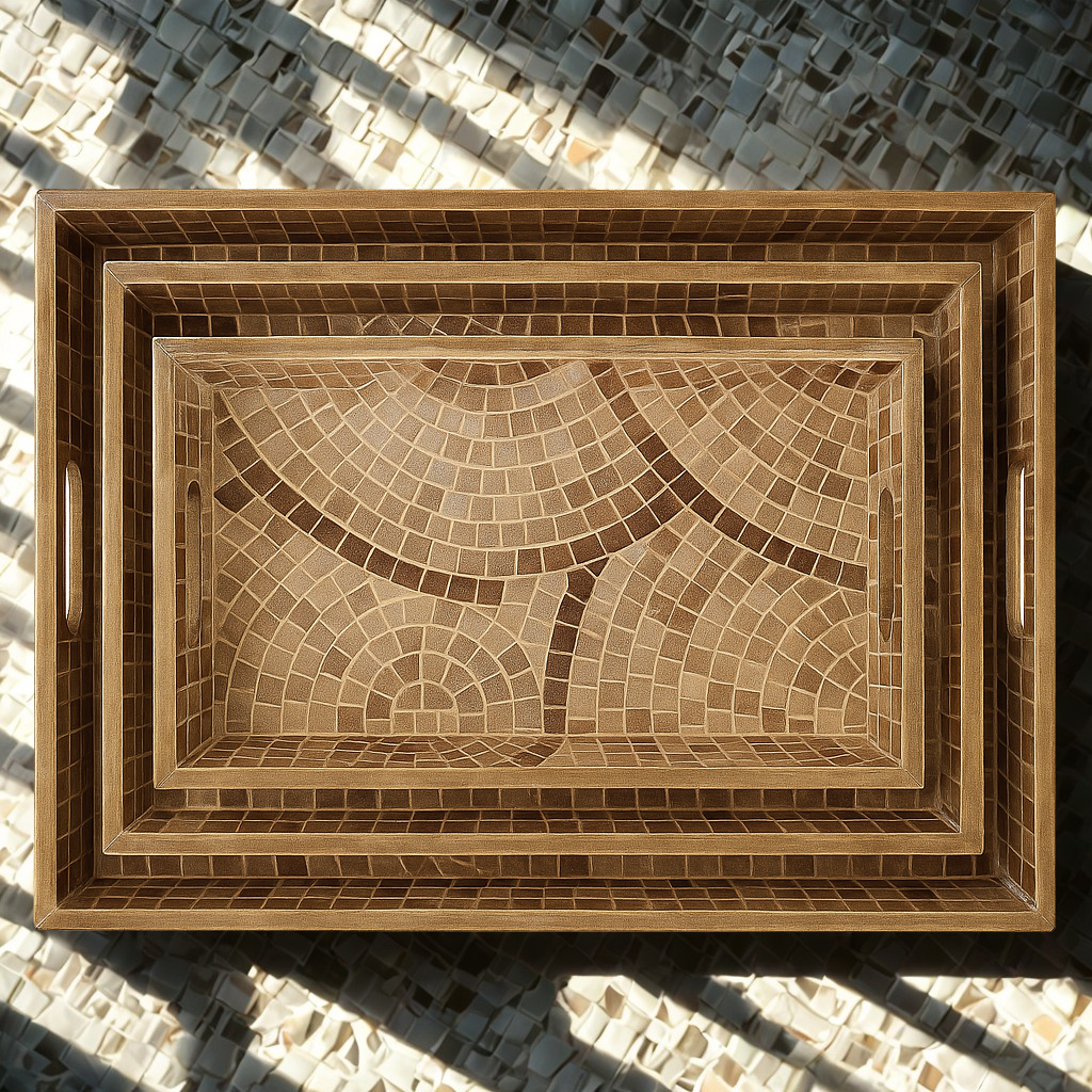Set of Mosaic Wooden Trays
