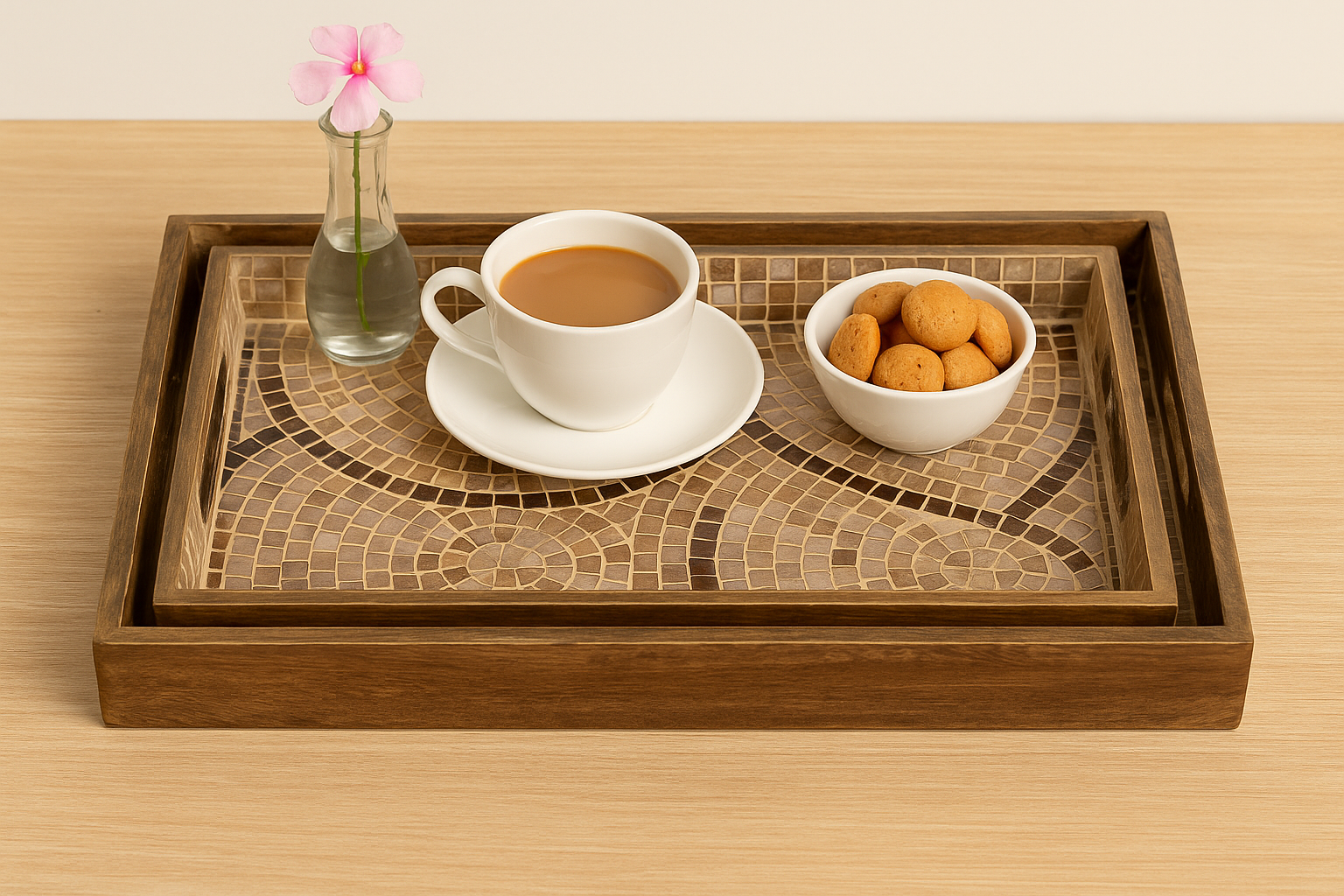 Set of Mosaic Wooden Trays