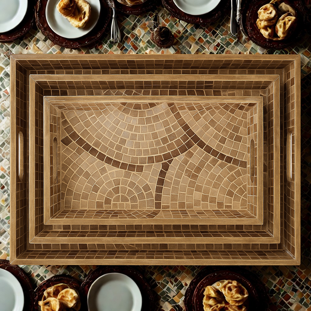 Set of Mosaic Wooden Trays