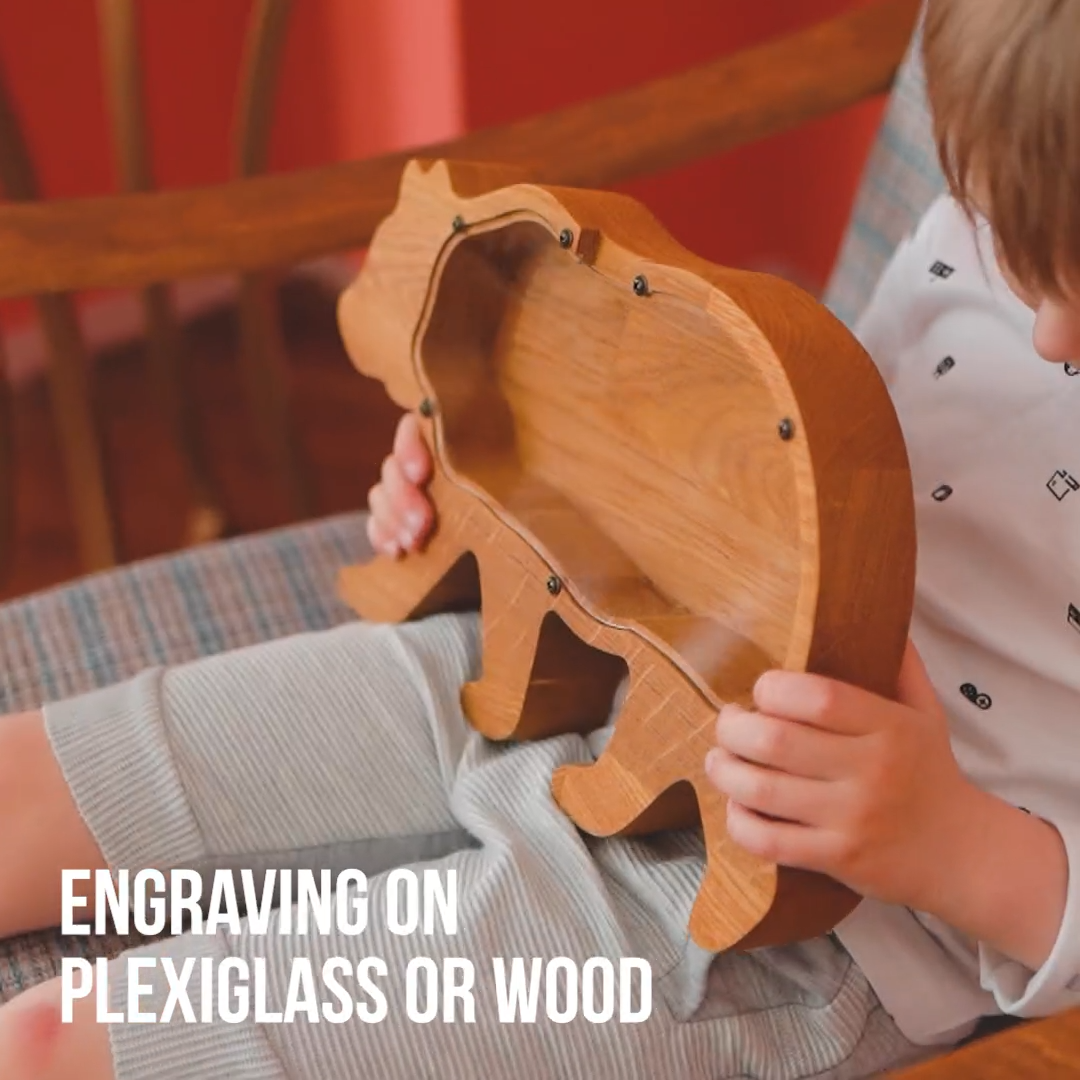 Wooden Grizzly Bear Piggy Bank