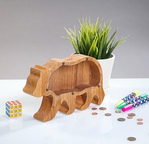 Wooden Grizzly Bear Piggy Bank