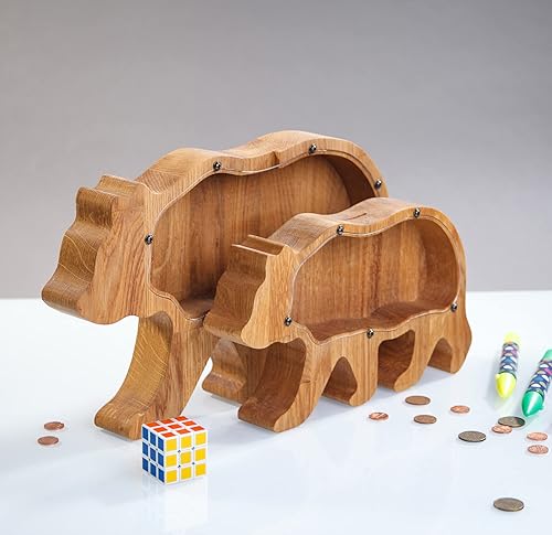 Wooden Grizzly Bear Piggy Bank