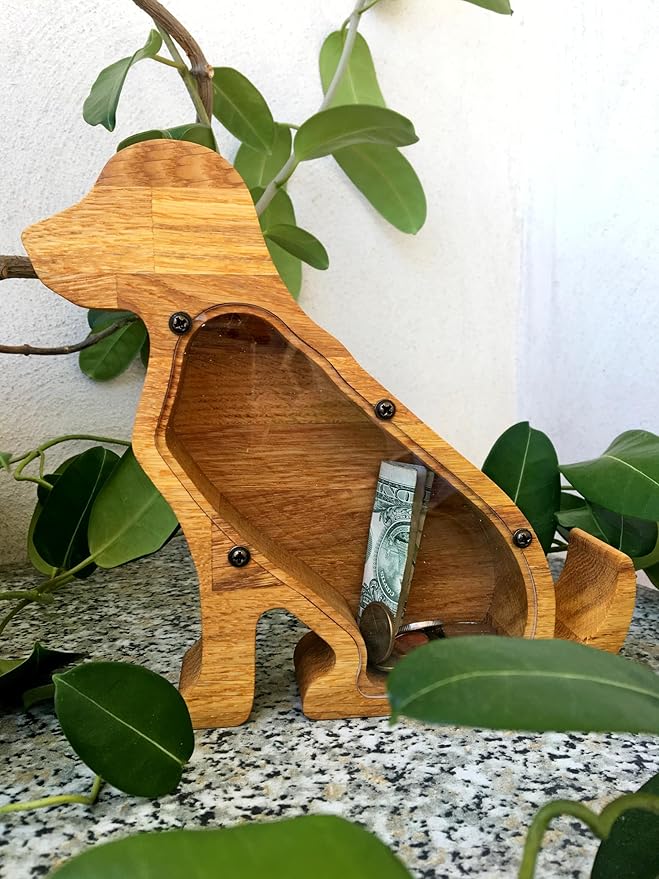 Wooden Dog Piggy Bank 