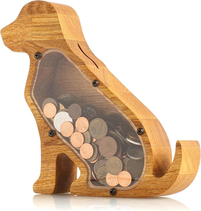 Wooden Dog Piggy Bank 