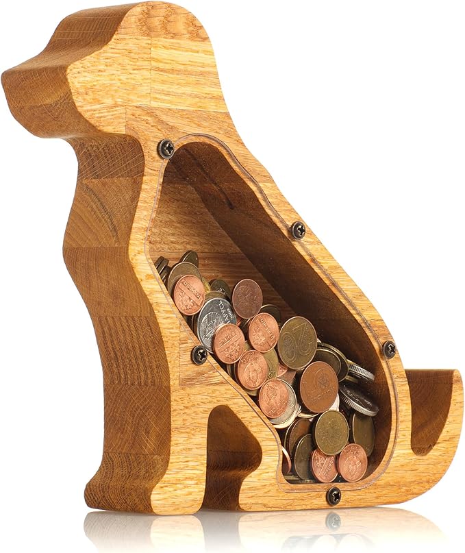 Wooden Dog Piggy Bank 