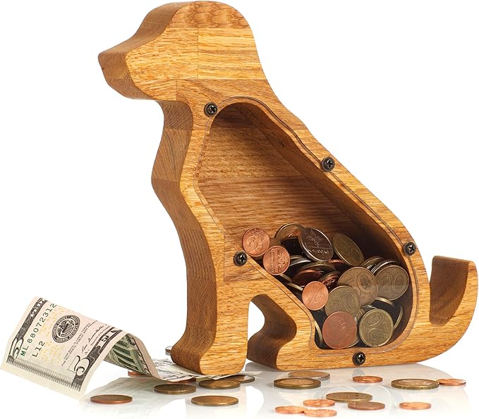 Wooden Dog Piggy Bank 
