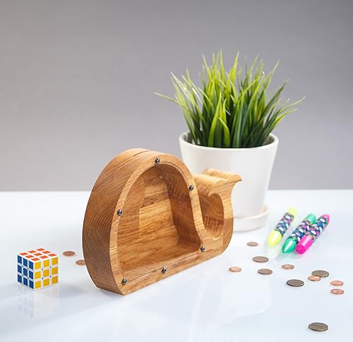 Whale-Shaped Wooden Piggy Bank 