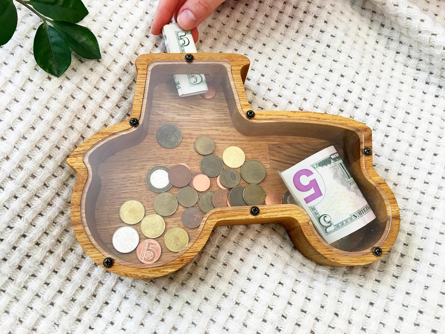Personalized Wooden Tractor Piggy Bank 