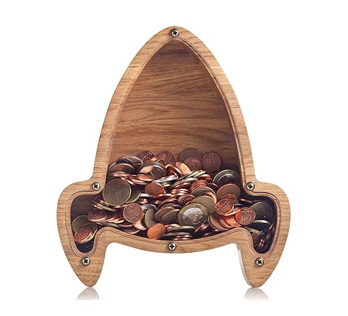 Rocket Ship Wooden Piggy Bank 