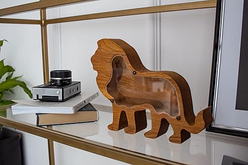 Lion Wooden Piggy Bank 