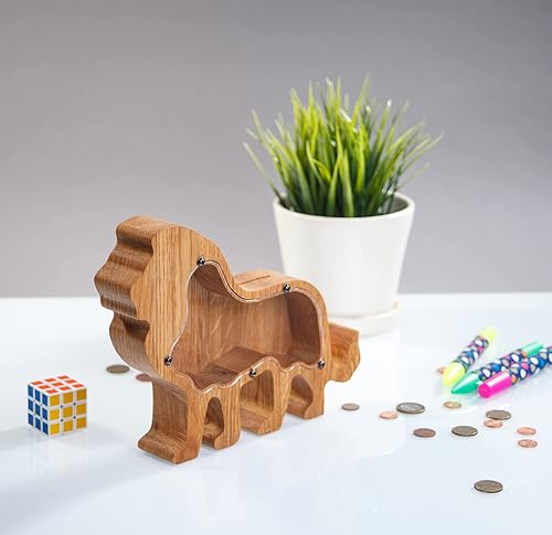 Lion Wooden Piggy Bank 