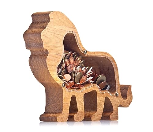 Lion Wooden Piggy Bank 
