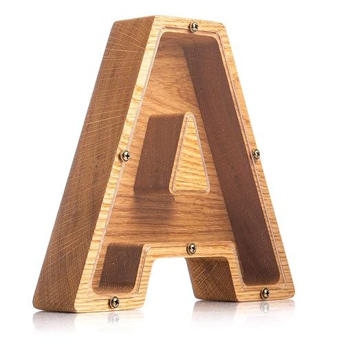 Personalized Wooden Letter A Piggy Bank 