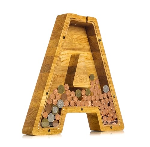 Personalized Wooden Letter A Piggy Bank 