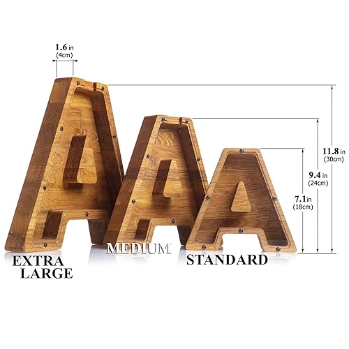Personalized Wooden Letter A Piggy Bank 
