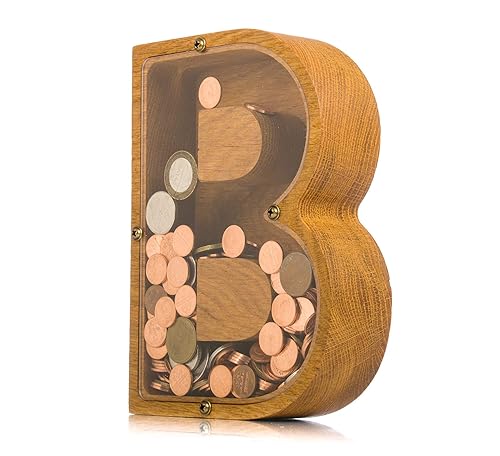 Personalized Wooden Letter B Piggy Bank 