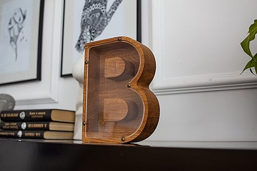 Personalized Wooden Letter B Piggy Bank 