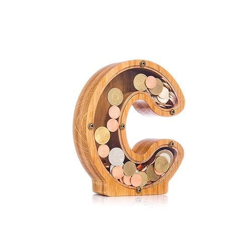 Personalized Wooden Letter C Piggy Bank 