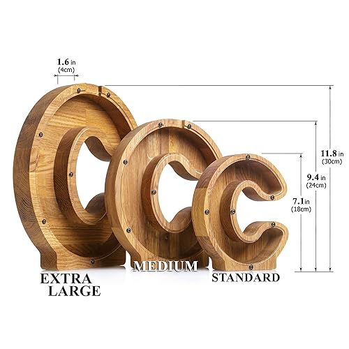 Personalized Wooden Letter C Piggy Bank 