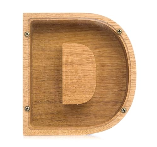 Personalized Wooden Letter D Piggy Bank 