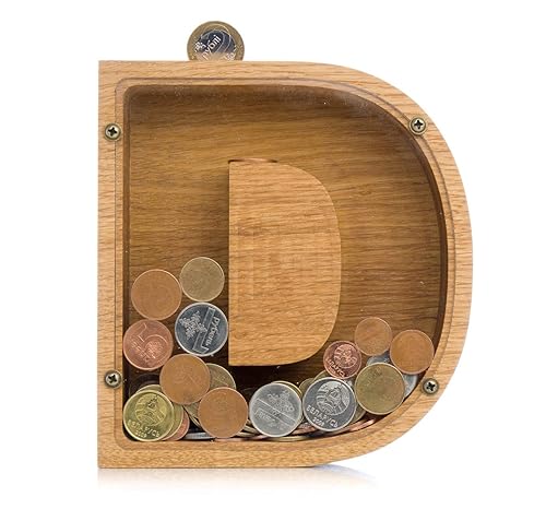 Personalized Wooden Letter D Piggy Bank 