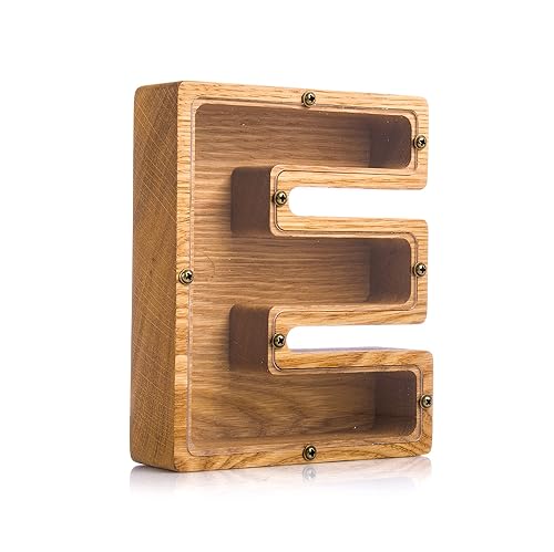 Personalized Wooden Letter E Piggy Bank 