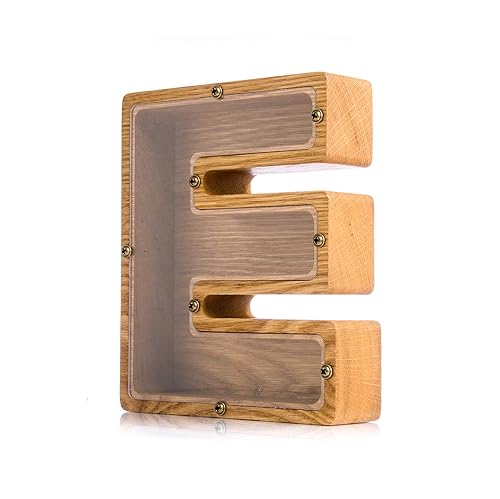 Personalized Wooden Letter E Piggy Bank 