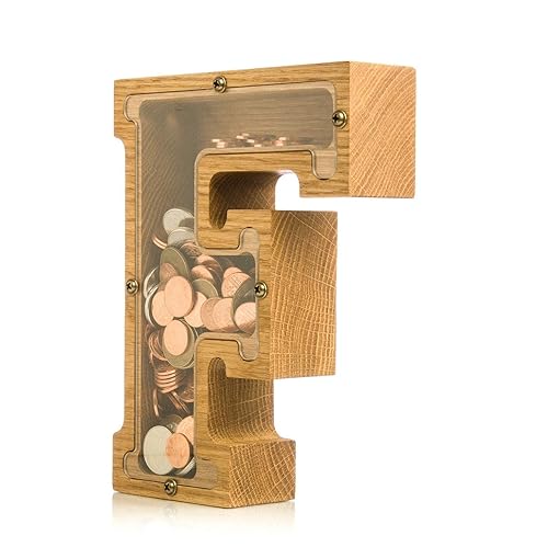 Personalized Wooden Letter F Piggy Bank 