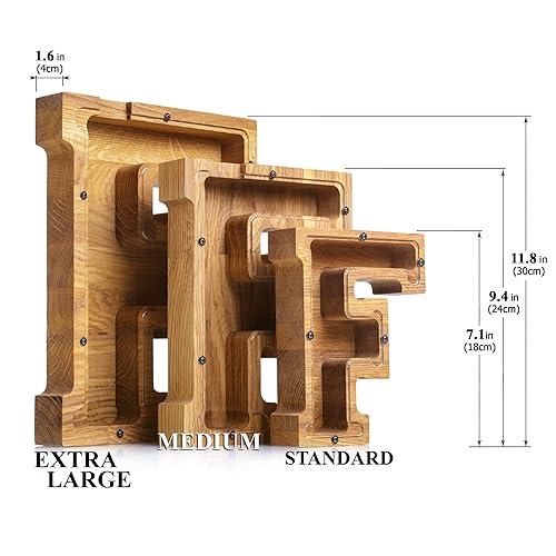 Personalized Wooden Letter F Piggy Bank 
