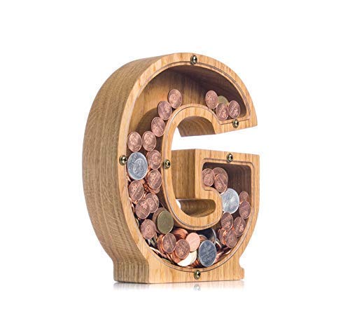 Personalized Wooden Letter G Piggy Bank 