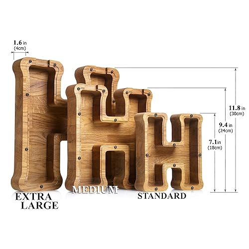 Personalized Wooden Letter H Piggy Bank 
