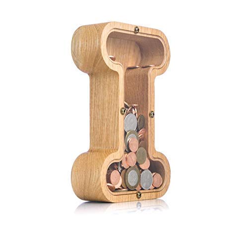 Personalized Wooden Letter I Piggy Bank 