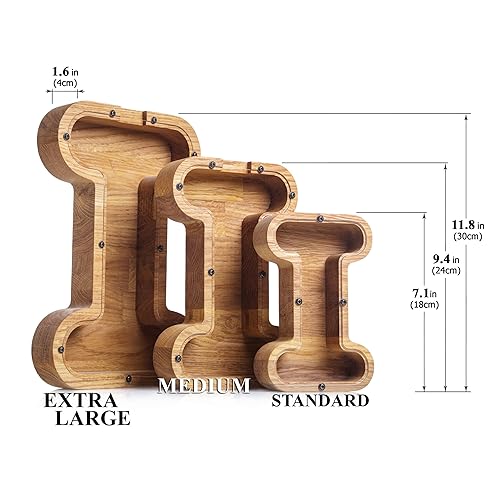 Personalized Wooden Letter I Piggy Bank 