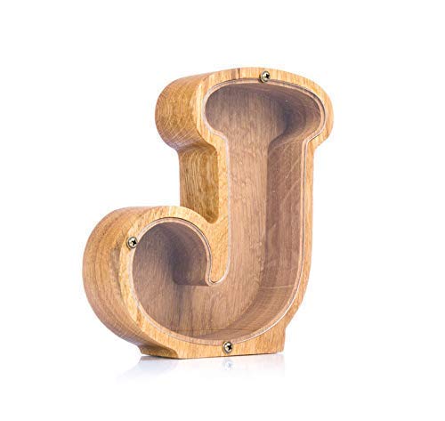 Personalized Wooden Letter J Piggy Bank 