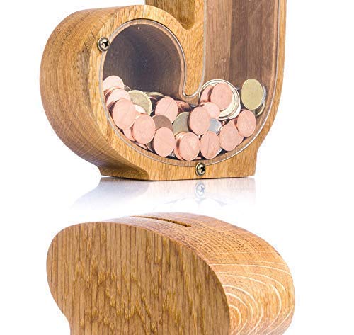 Personalized Wooden Letter J Piggy Bank 