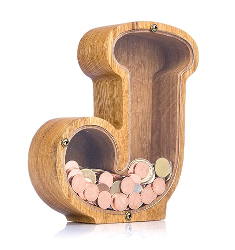 Personalized Wooden Letter J Piggy Bank 