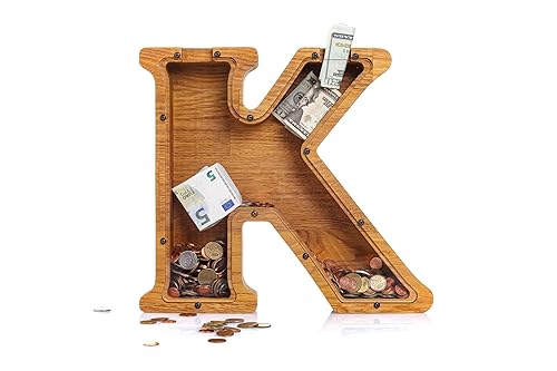 Personalized Wooden Letter K Piggy Bank 
