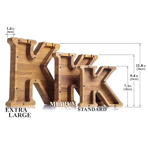 Personalized Wooden Letter K Piggy Bank 