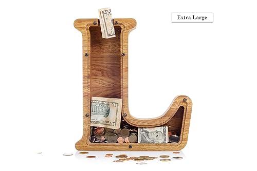 Personalized Wooden Letter L Piggy Bank 