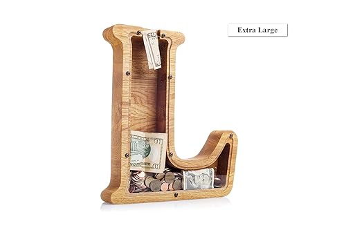 Personalized Wooden Letter L Piggy Bank 